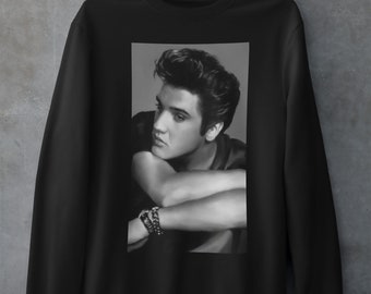 Elvis Presley vintage retro portrait fan art gift Unisex Long Sleeve T-Shirt for Elvis fans