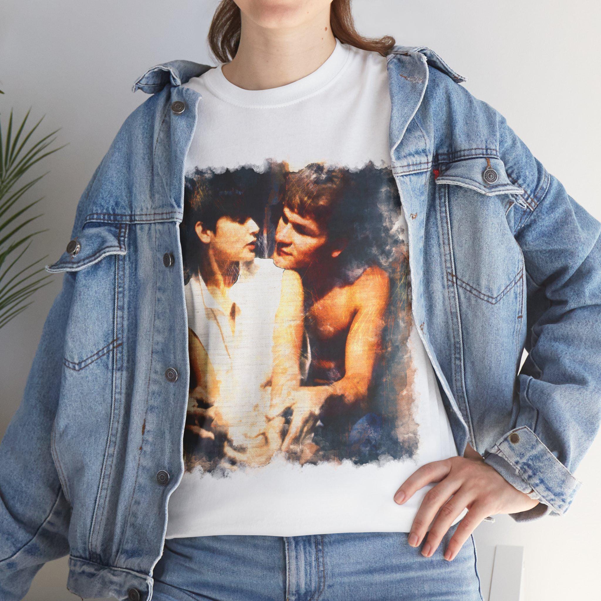 Vintage Shirt Ghost movie fan art Patrick Swayze, Demi Moore Unisex Heavy Cotton Tee