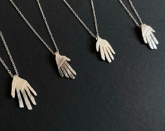 Silver Handmade Hand shape Textured Necklace