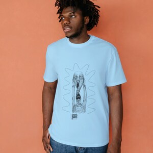 Paper Jamm T-shirts: Brendan Sky Blue, 100% Cotton. Available in small, medium large and XL image 6