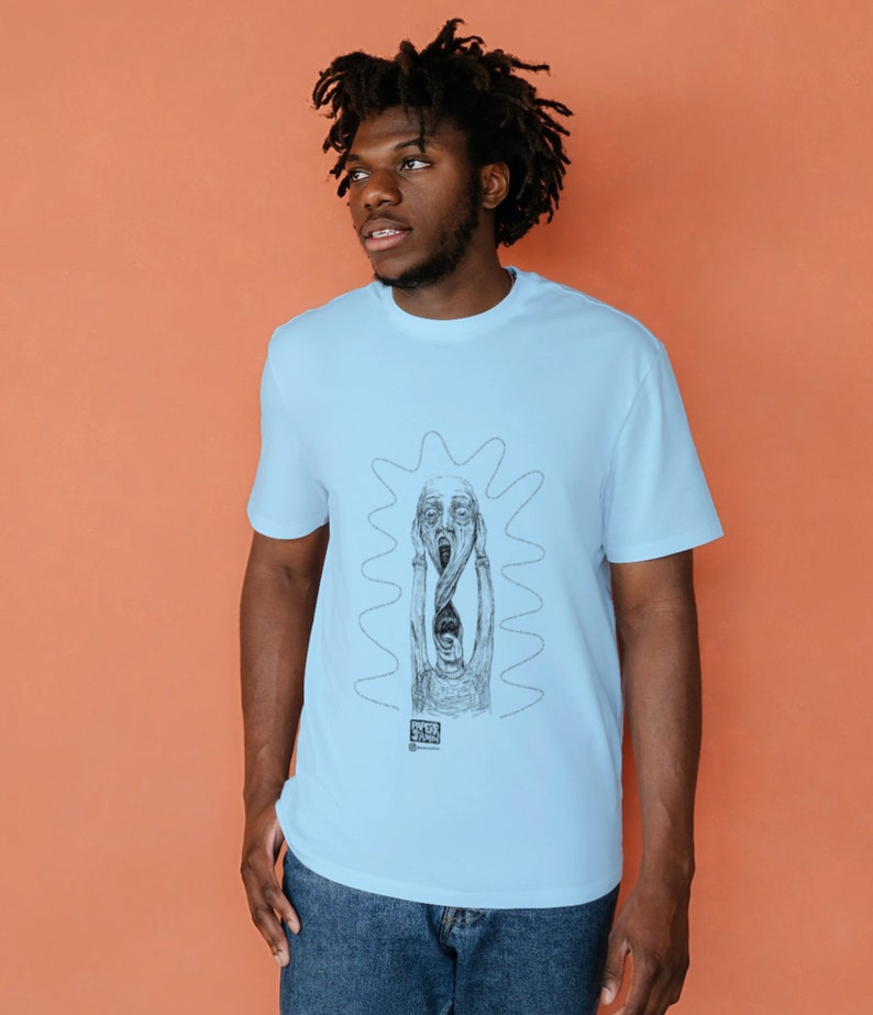 Paper Jamm T-shirts: Brendan Sky Blue, 100% Cotton. Available in small, medium large and XL image 6