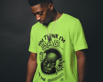Paper Jamm T-shirts: "Bad on the Inside" Green, 100% Cotton. Available in small, medium large and XL