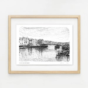 Rio Esk, Whitby, North Yorkshire. Impressão sem moldura de edição limitada assinada em A4.