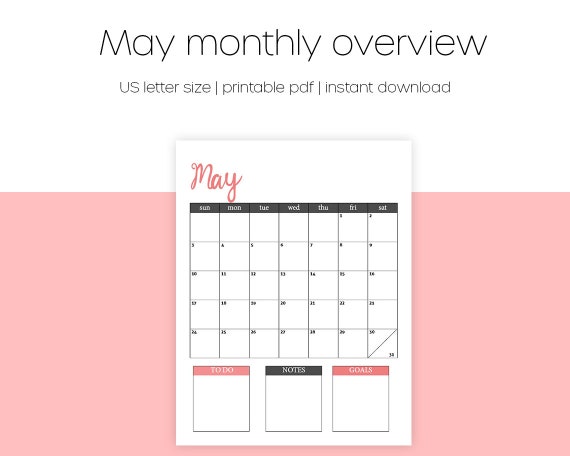 Printable Monthly Overview Template Monthly Budget and | Etsy