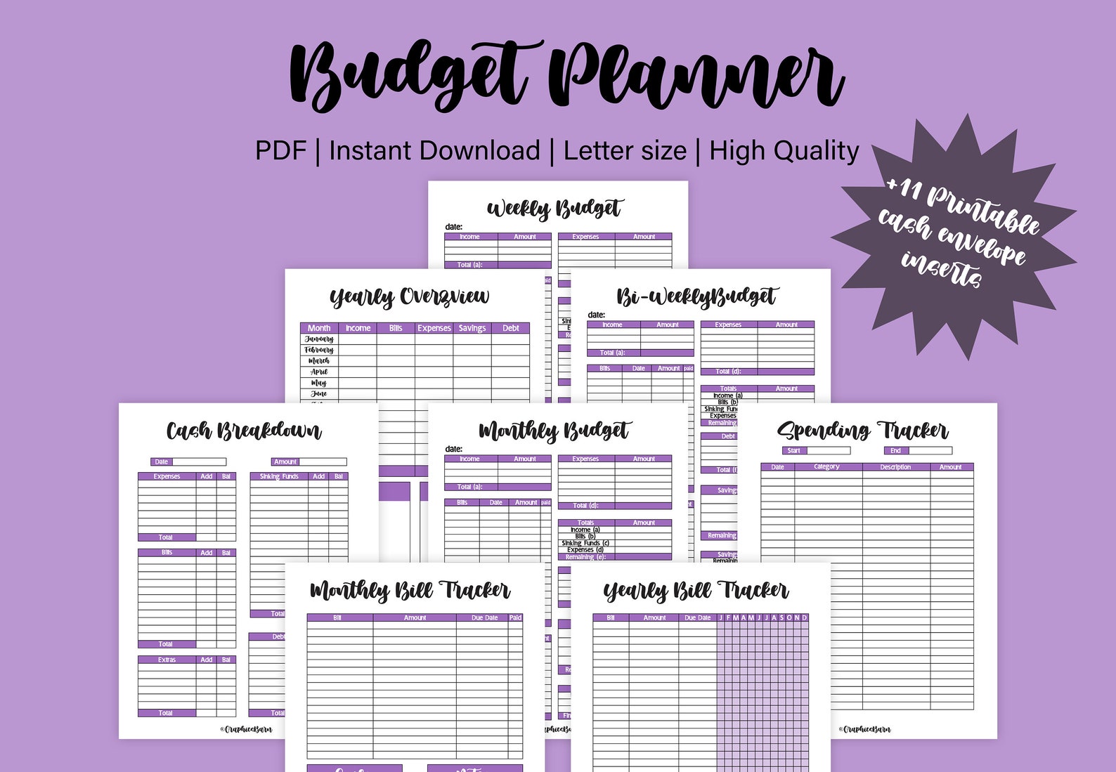Purple Budget Planner Imprimables Pdf numérique de la Etsy France