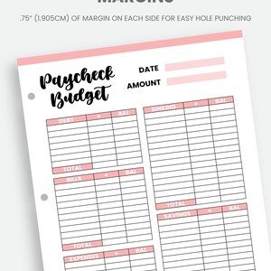 Printable Paycheck Budget Printable Colorful Financial Budget Planner ...