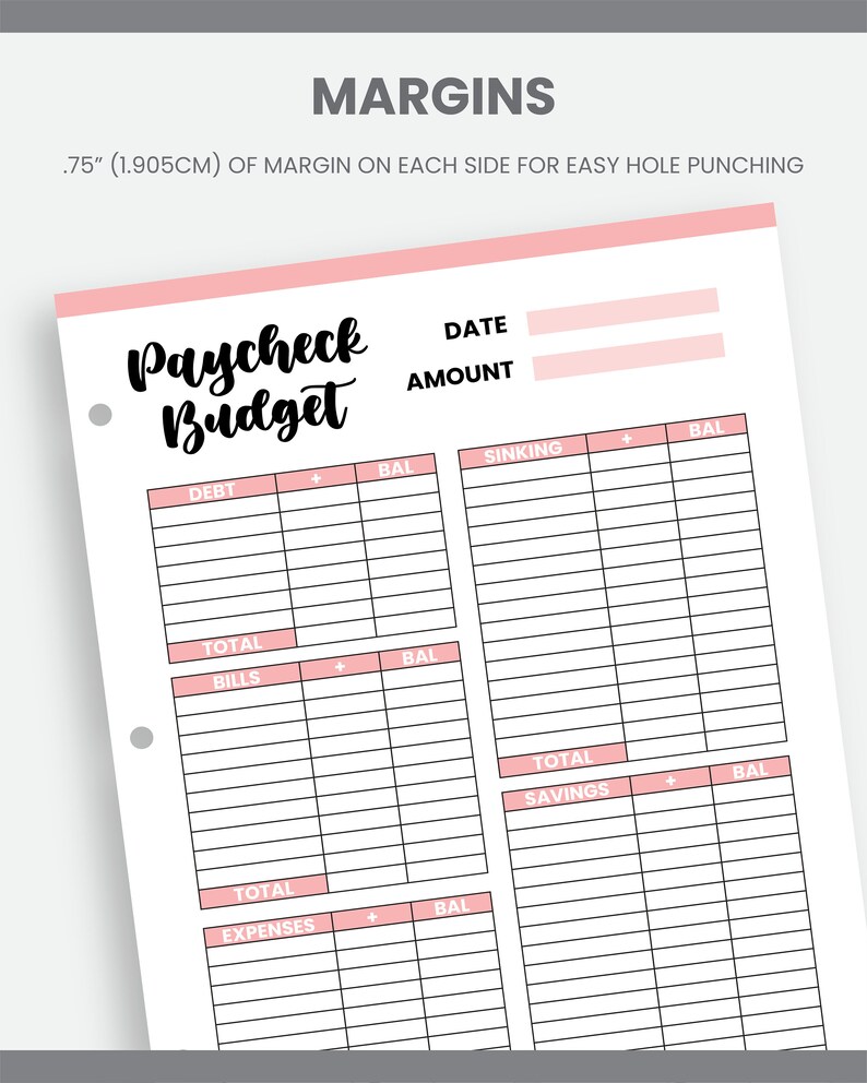 Printable Paycheck Budget Printable Colorful Financial Budget Planner ...