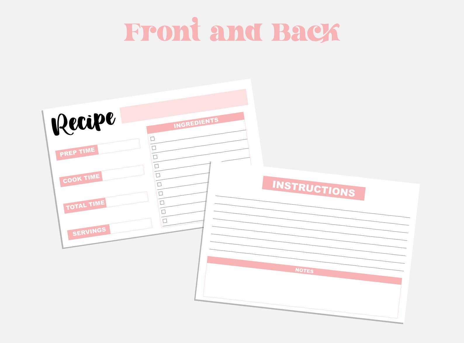 Recipe Card Printable Index Card Size Printable PDF - Etsy