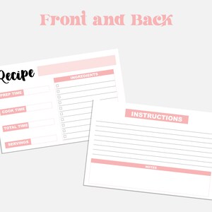 Recipe Card Printable | Index Card Size | Printable PDF | Letter Size ...