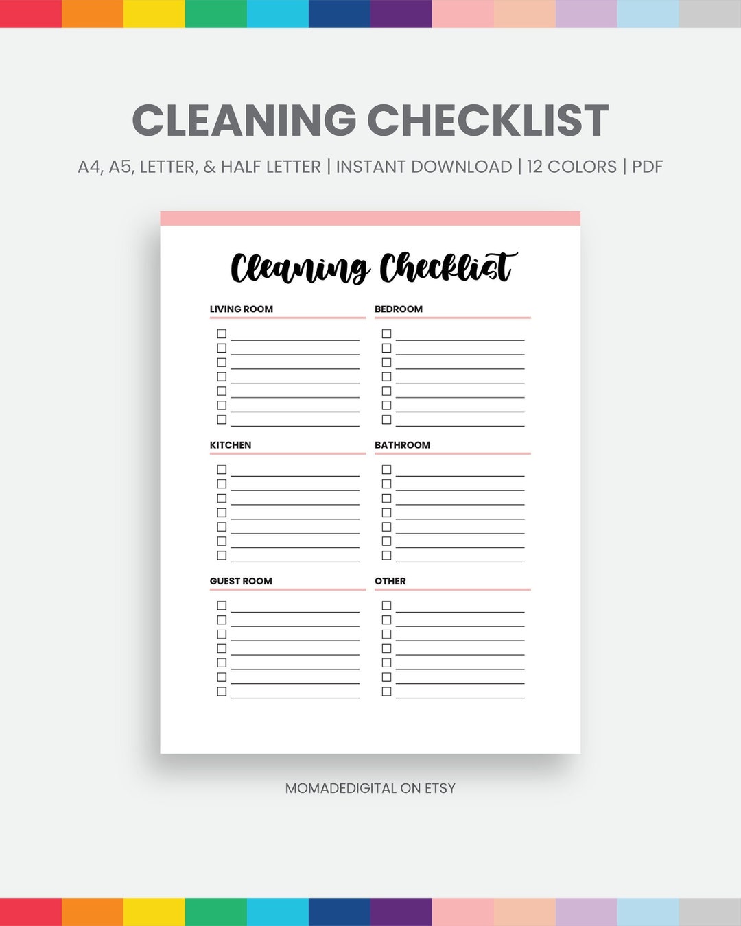 Printable Cleaning Checklist Insert, Personal Planner Inserts, To-do ...