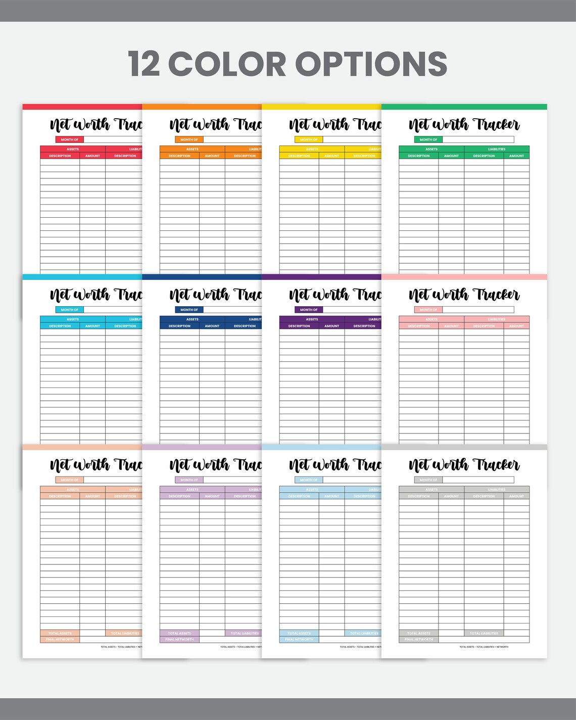 Printable Personal Net Worth Tracker Digital Tracker Pdf Download A4 ...
