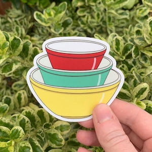Vintage Primary Color Pyrex Mixing Bowl Sticker - Kitchen - Vinyl - Dishwasher Safe - Waterproof - 1940 era Kitchen Accessories -Collectable