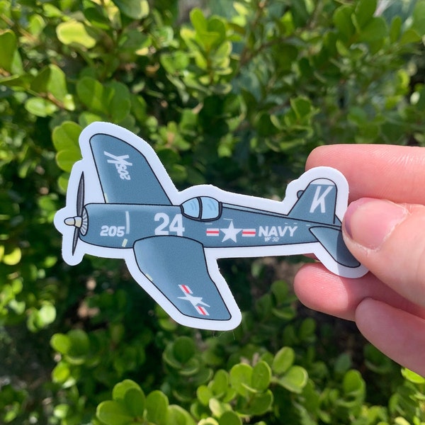 WWII Vought F4U Corsair Airplane Sticker - Vinyl - Dishwasher Safe - Waterproof - Weatherproof - World War II - Vintage Aircraft - Military