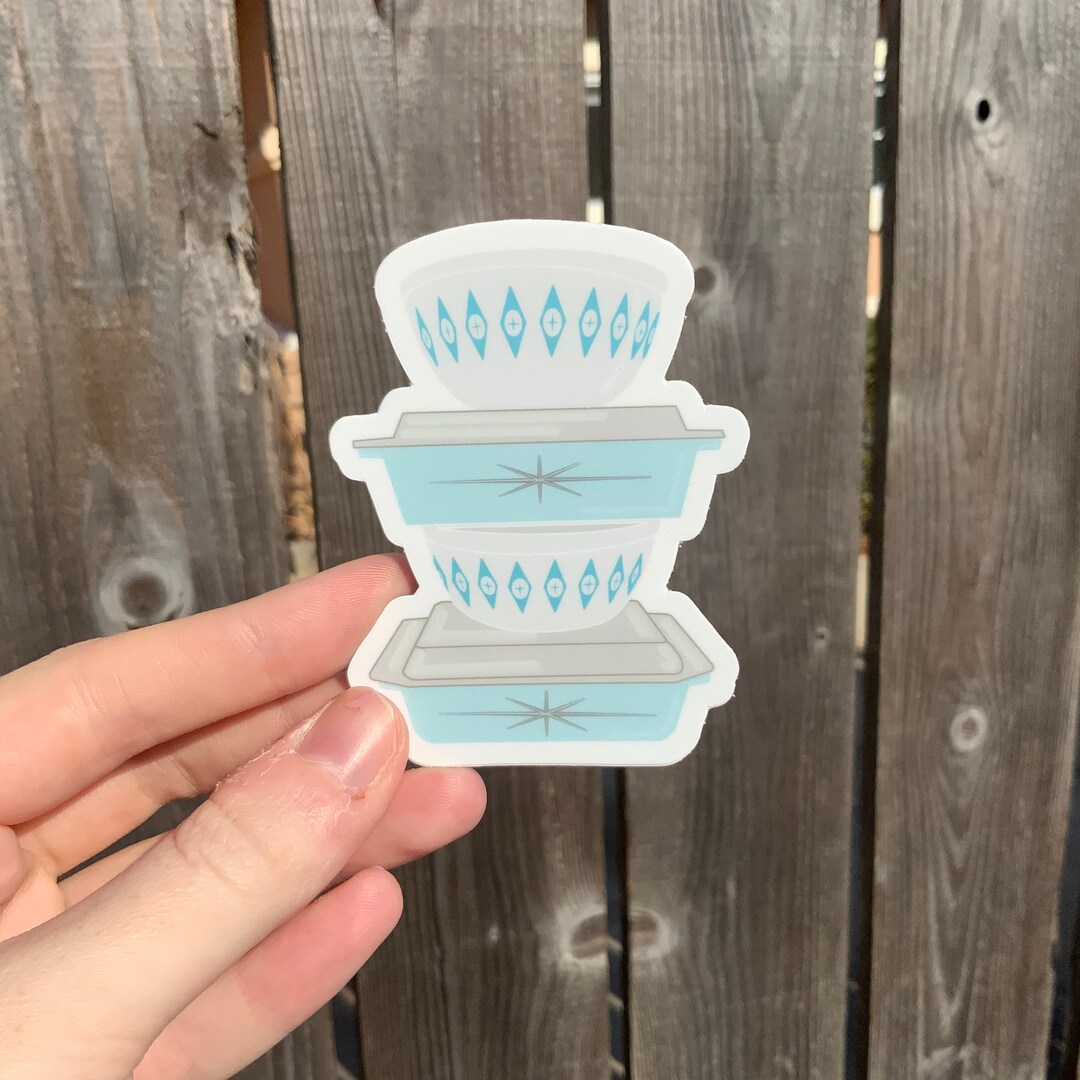 Vintage Blue Pyrex Dishes Sticker / Magnet - Kitchen Accessory ...