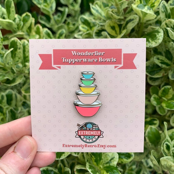 Vintage Pastel Tupperware Wonderlier Bowls Lapel Pin- Marvelous Mrs. Maisel - Collectable - Antique - Retro - Pin for Backpack - Pin for Bag