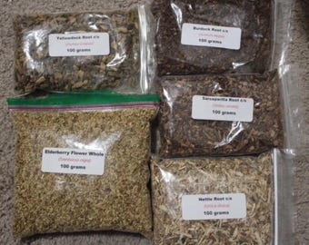 Op Dr. Sebi geïnspireerde alkalische kruidenbundel 5 wildbewerkte kruiden | Plantaardige wellnessset