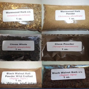 Dr. Sebi Approved Herbal Parasite, Worm and intestines Cleanse Black Walnut , Clove and Wormwood