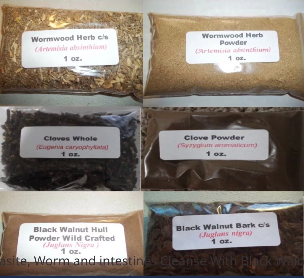 Dr. Sebi Approved Herbal Parasite, Worm and intestines Cleanse Black Walnut , Clove and Wormwood