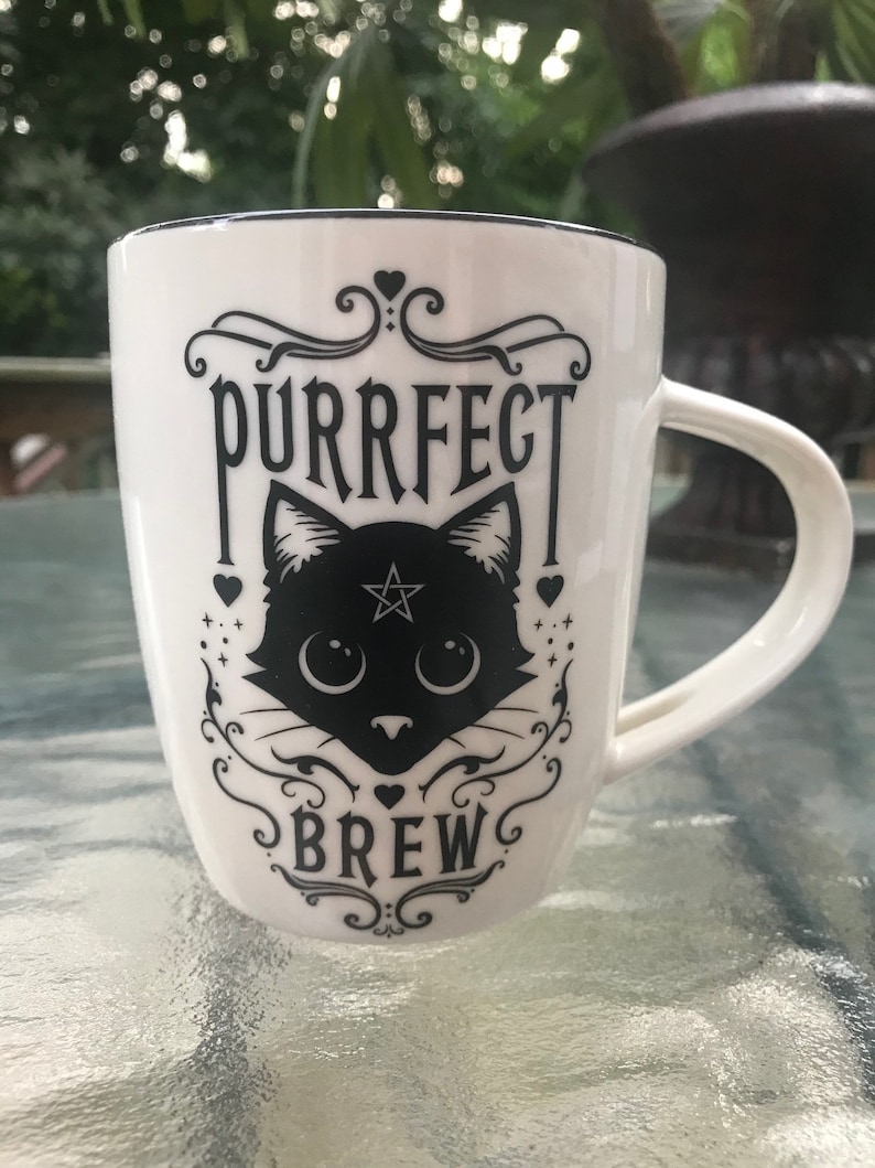 Black Cat Purrfect Brew Witch's Coffee Tea Mug & Spoon - Etsy