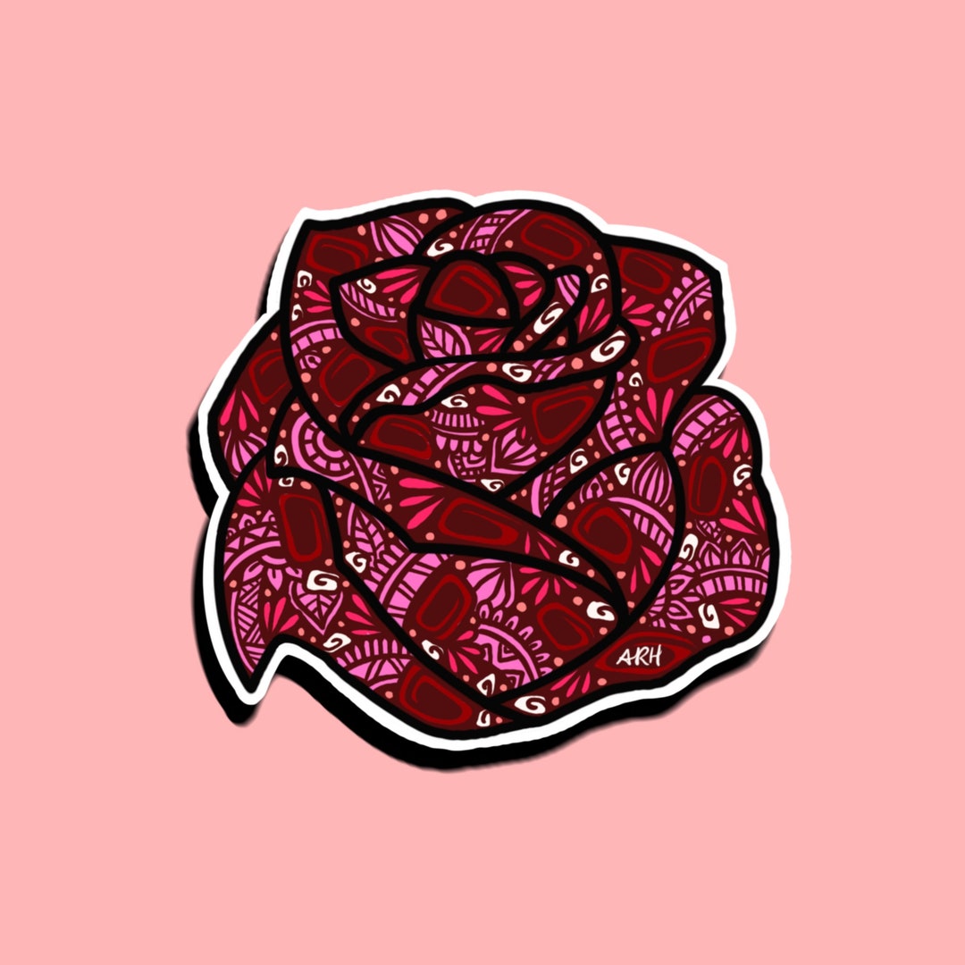 Pink Rose Sticker WATERPROOF Etsy