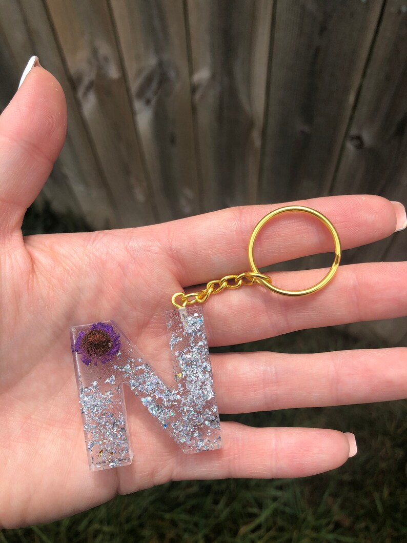 Resin Letter Keychain Assorted Designs | Etsy