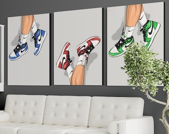 Sneaker Jordans Wall Michael Jordan FRAMED Canvas Wall Art Sneaker
