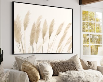 Wildflower Field Landscape Oil Painting Large Wall Art Print, Framed Canvas Nature Wall Decor, Rustic Country Landscape, Botanical Art
