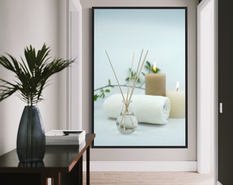 Spa Bathroom Wall Art | Spa Decor | Farmhouse Wall Decor | Self Care Gift | Boho Chic Wall Art | Farmhouse Neutral Flowers Bathroom Art