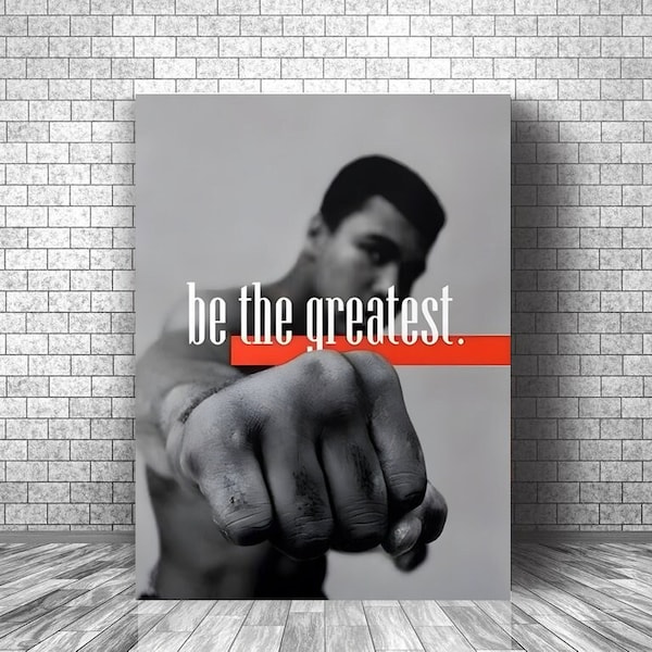 Muhammad Ali Poster | Man Cave Gift | Canvas Wrap | The Greatest | Office Decor | Motivational Wall Art | Boxing Poster | Gym Room