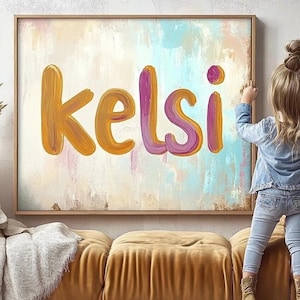 Personalized Watercolor Name Canvas - Custom Name Wall Art - Nursery Decor - Baby Name Sign - Kids Room Art - Baby Shower Gift - Name Print