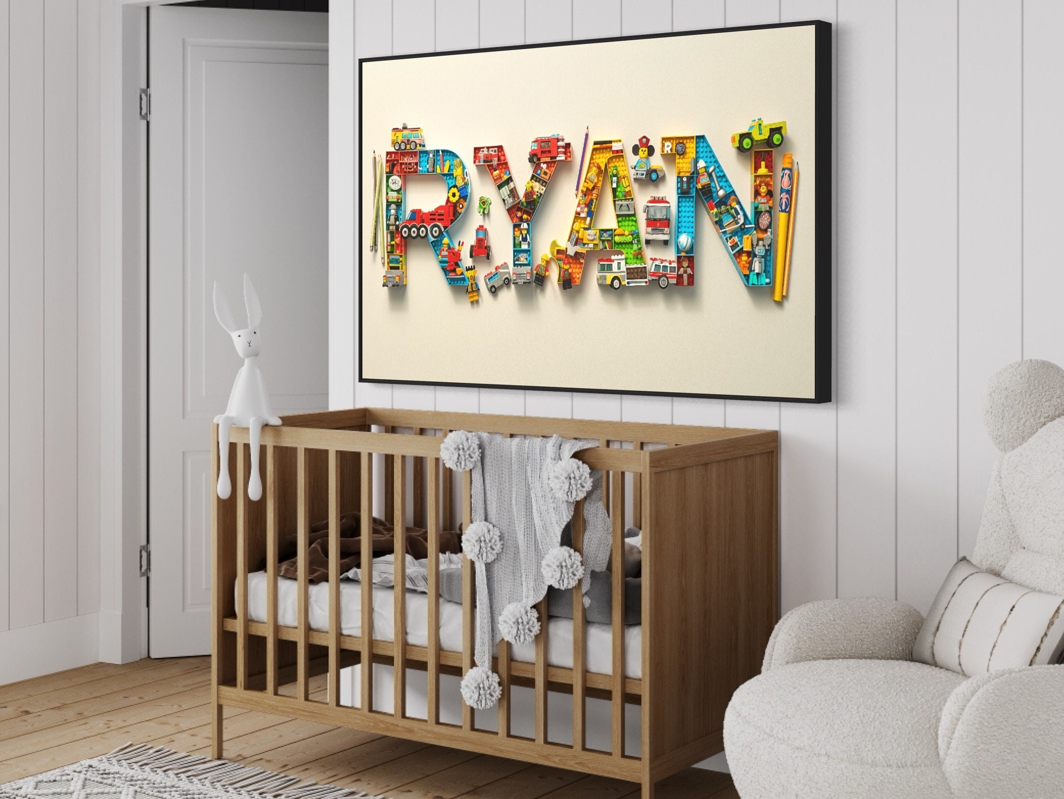 Personalized Custom Name Canvas for Boys Room Decor - Modern Kids Wall ...