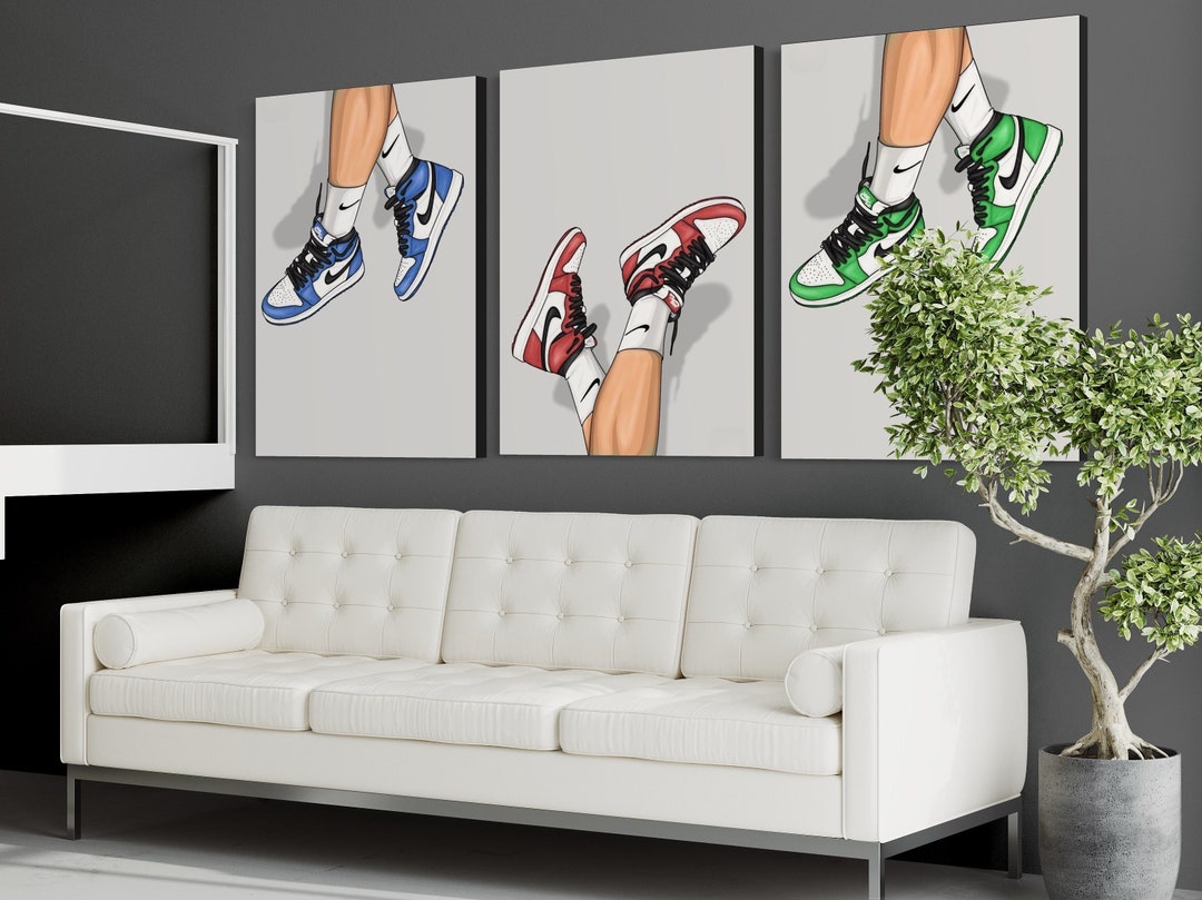 Michael Jordan FRAMED Canvas Wall Art Sneaker Wall Decor Sneaker Wall