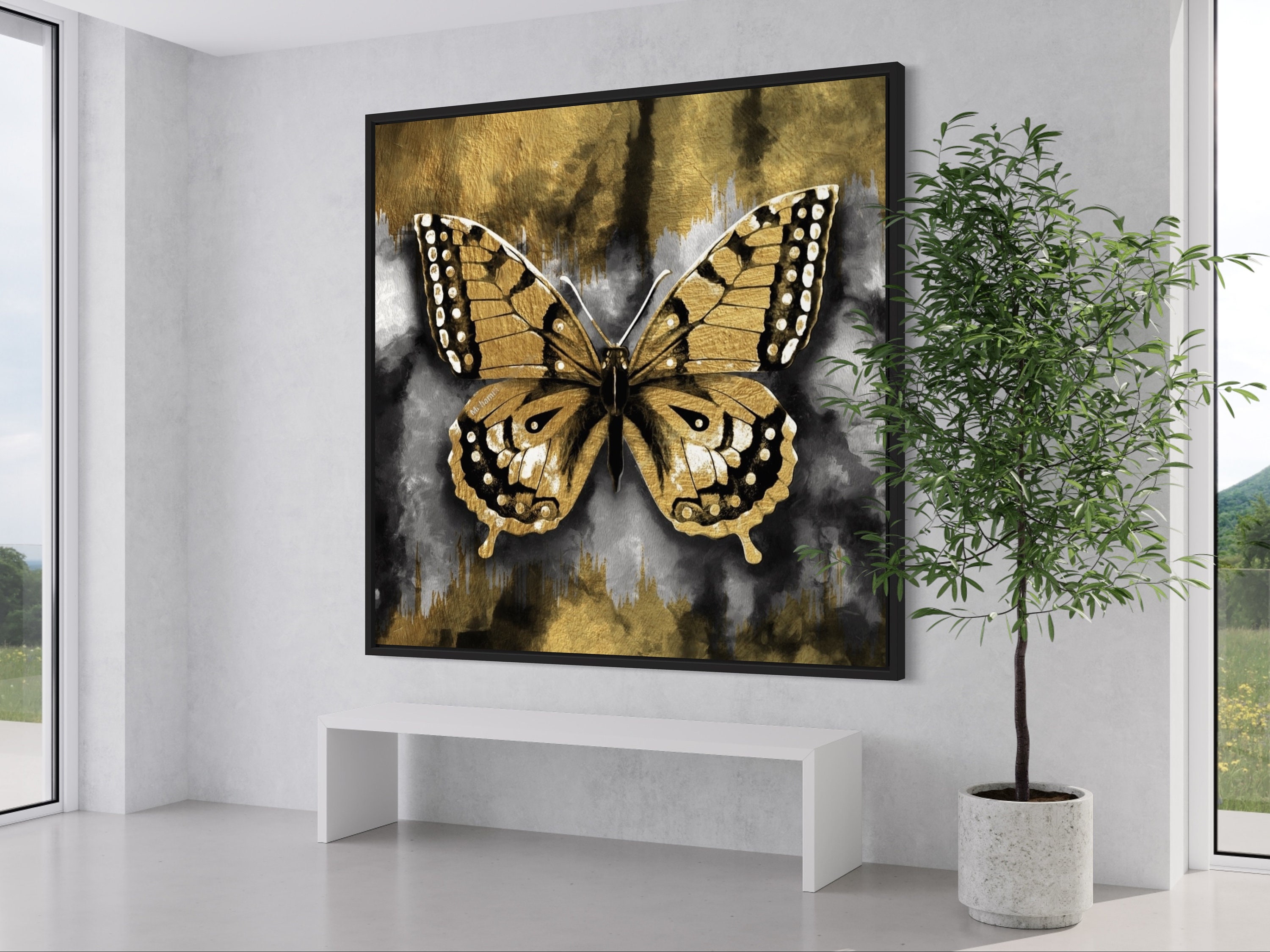Gold Butterfly Wall Art Gold Wall Decor Gold Metal Flower - Etsy