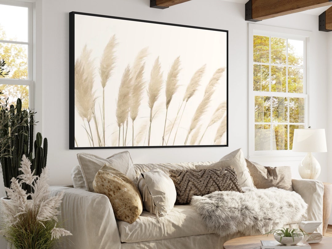 Wildflower Field Landscape Oil Painting Large Wall Art Print, Framed ...