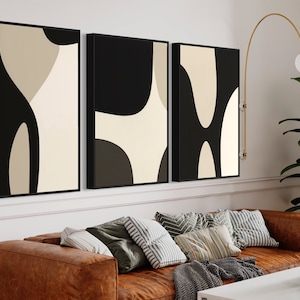 Set of 3 Wall Art 3 Pieces Canvas Wall Art Above Bed Wall Art Illustration Print Set Mid Century Modern Artwork Boho Decoration Living Room