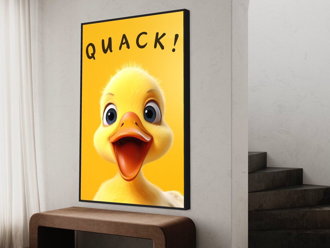 Yellow Duck Duck Clipart Funny Bathroom Poster Kids Room Wall Art Duck ...