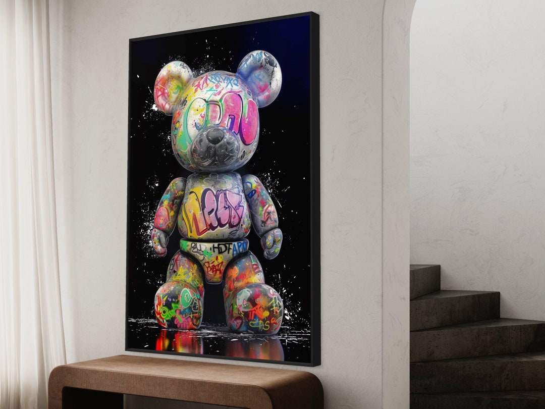 Banksy Graffiti Canvas Art Print - Street Art Mural Poster With 3D Effect Frame