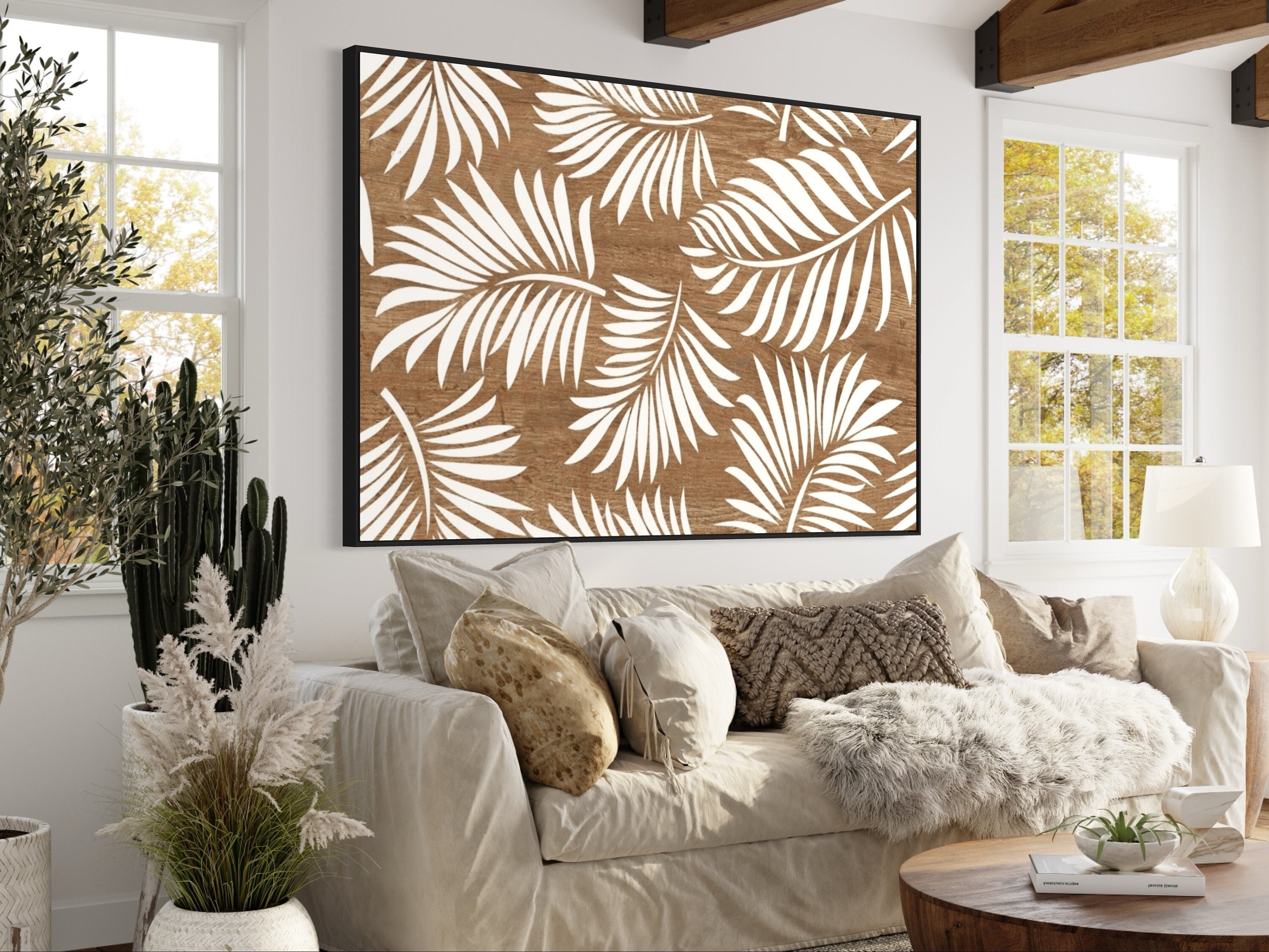 Tropical Leaf Print | Palm Leaf Wall Art | Tropical Palm Leaves Canvas ...