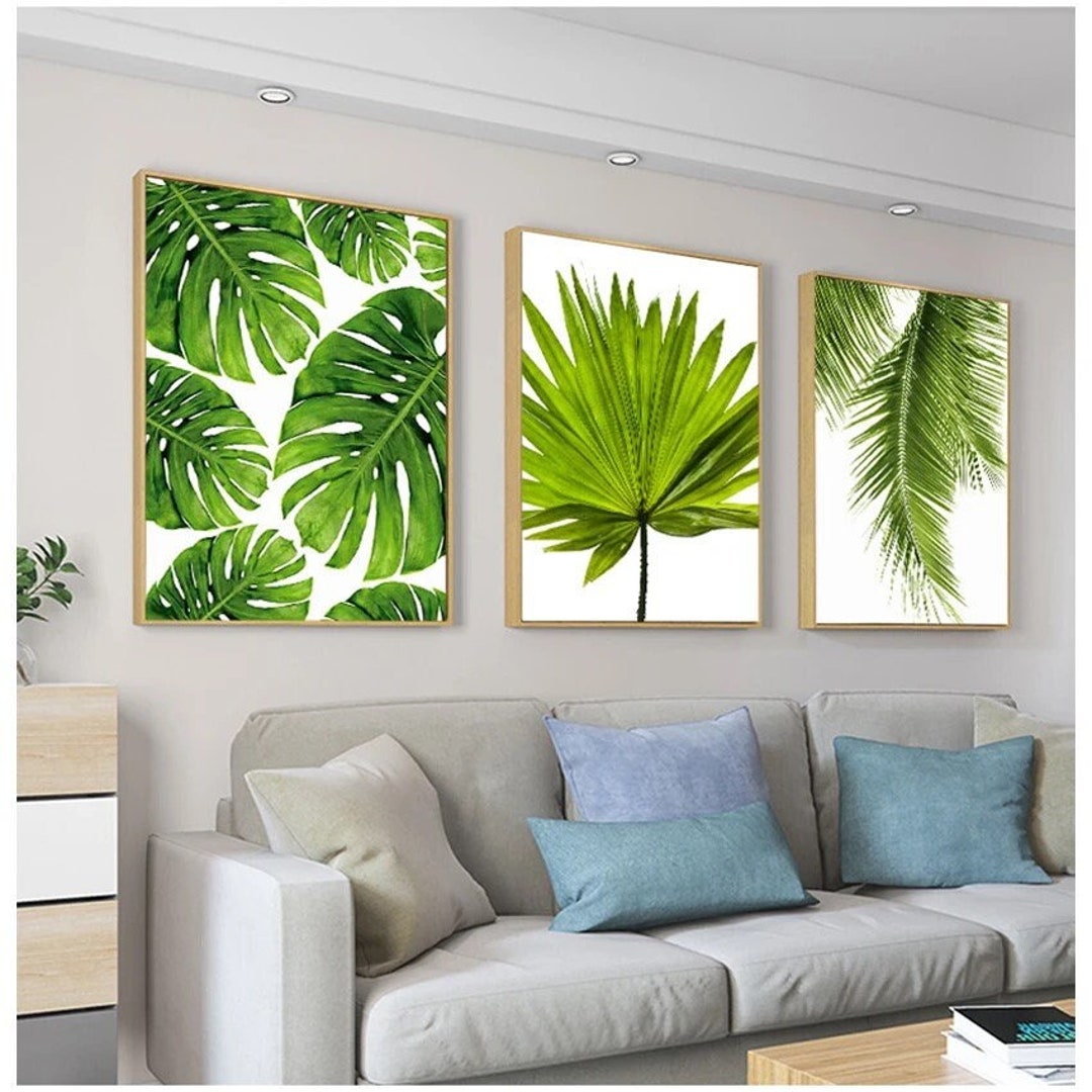 Sage Green Wall Art 3 Piece Wall Art Set Nordic Green Plant Poster Wall ...