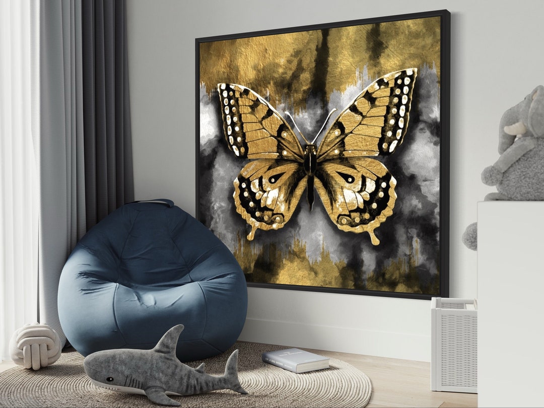 Gold Butterfly Wall Art Gold Wall Decor Gold Metal Flower - Etsy