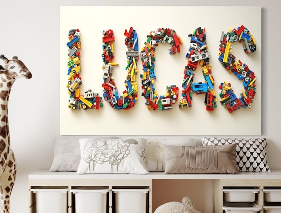 Personalized Custom Name Canvas for Boys Room Decor - Modern Kids Wall Art with Custom Text - Nursery & Playroom Name Sign
