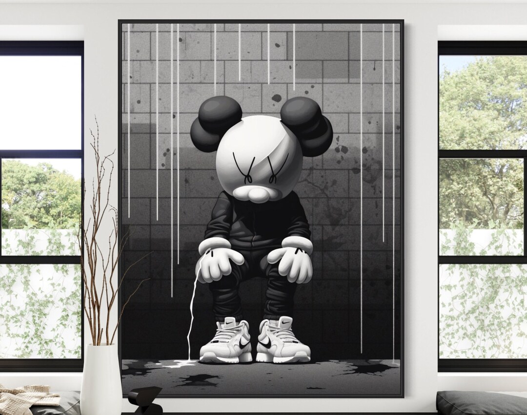 Kaws Wall Art Kaws Poster Hypebeast Wall Art Black White Etsy