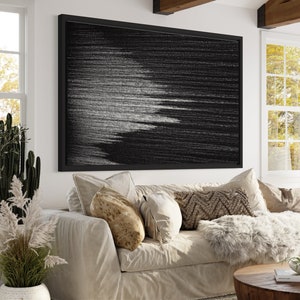 Black Wall Art 3D Abstract Painting Black 3D Textured Painting Black 3D ...