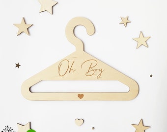 Oh Boy Oh Girl wooden hanger/ Wooden clothes hanger/ Children's clothes hanger/ Handmade children's hanger