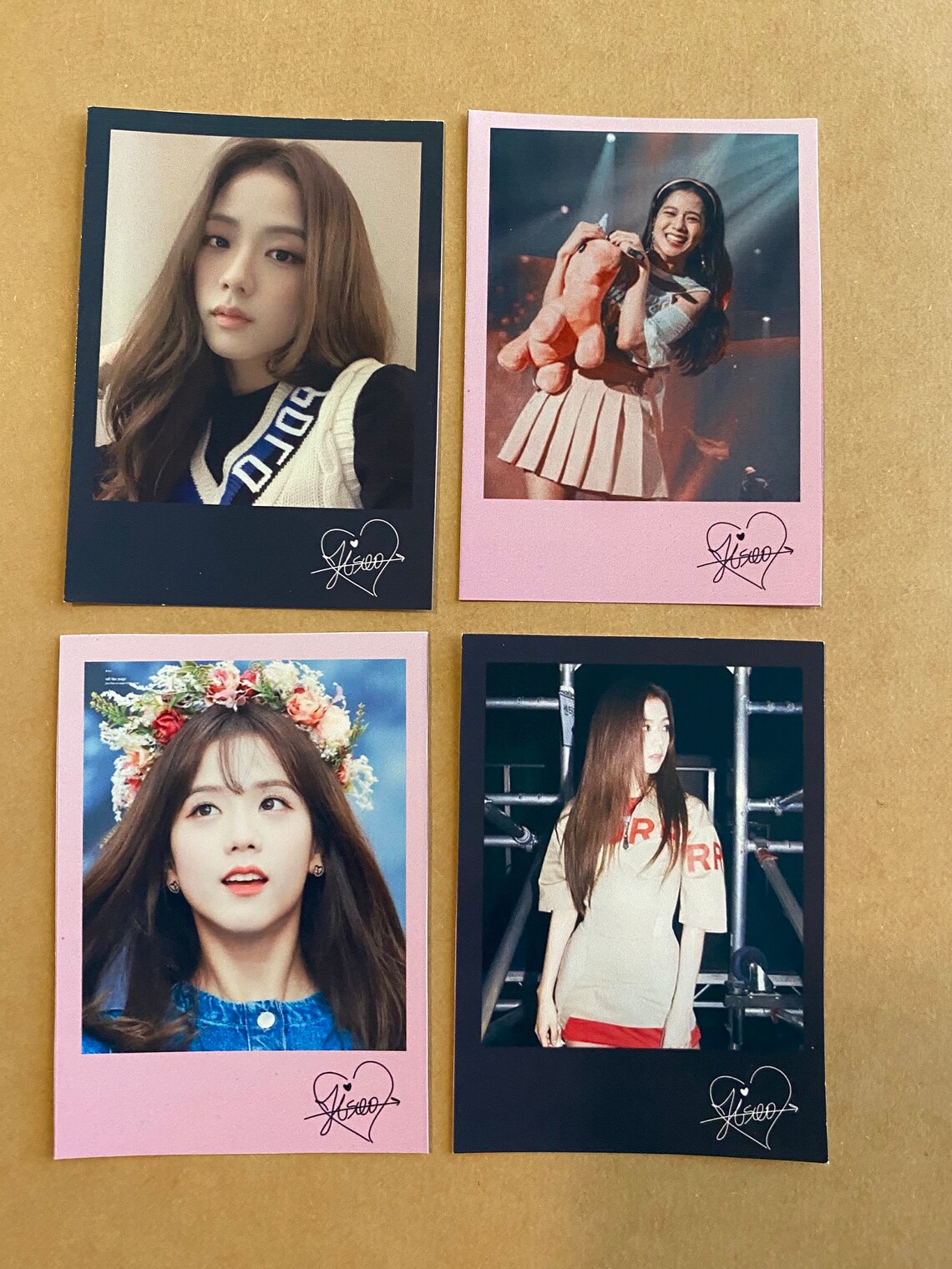 BLACKPINK JISOO Signature Polaroids Black and Pink Mini | Etsy