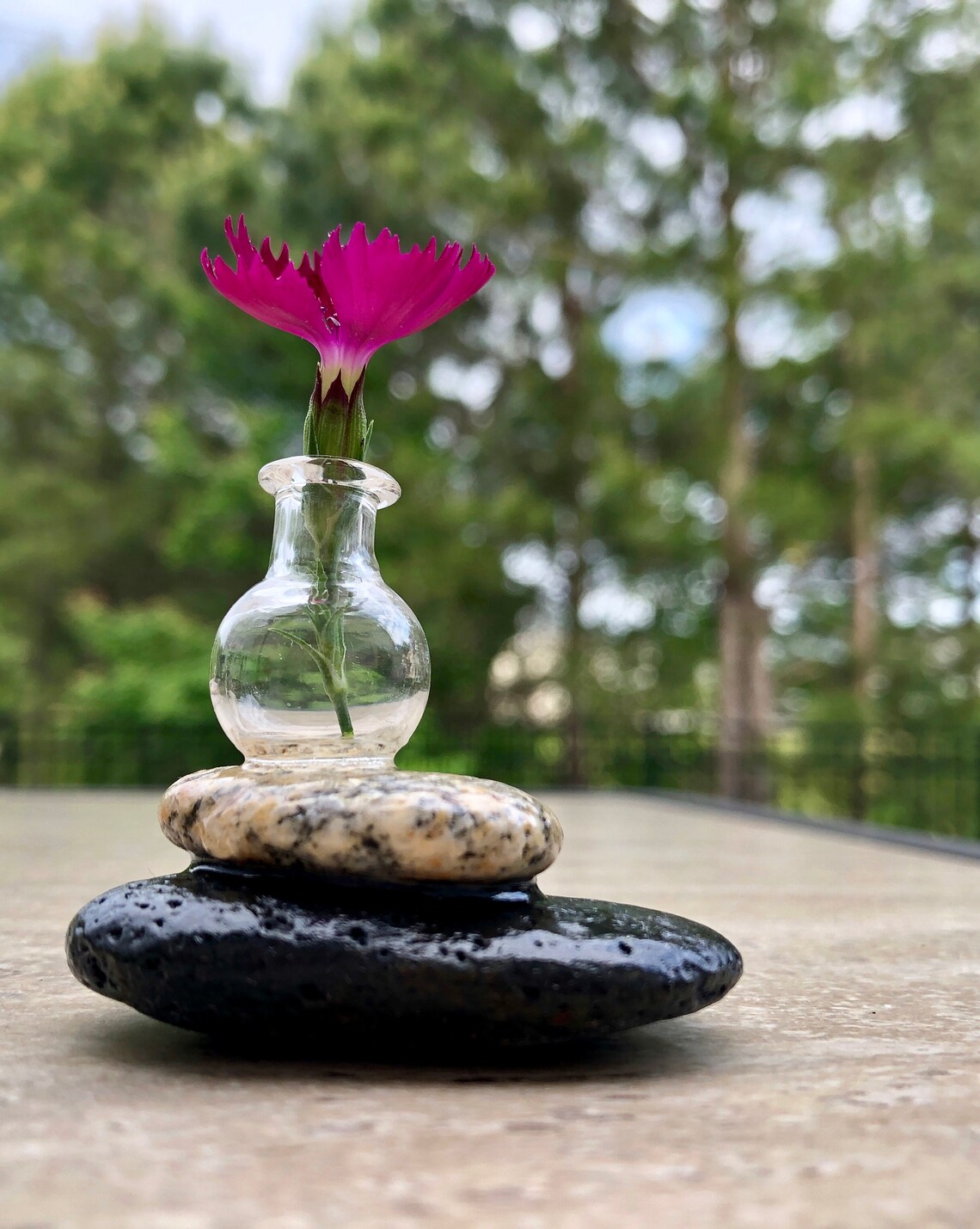 Little Bud...a Tiny Flower Vase on Natural Stones Etsy