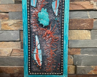 Abstract Coral and Crystal Mosaic