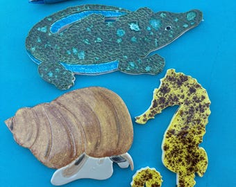 Ceramic Alligator, Seahorse and Snail