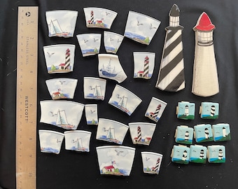Lighthouse china shards, 30 pieces