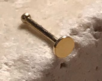 14K Solid Gold Nose Stud, Bone Nose Stud, Classic Gold Nose Ring